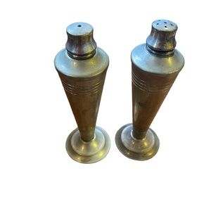 Vintage GOLDCRAFT EPNS A1 pair of art deco silver plated salt & pepper shakers